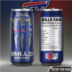 Buffalo Bills Energy Drink Style Personalized Fan Nutrition Facts Can Tumbler