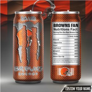 Cleveland Browns Fan Personalized Nutrition Facts Energy Drink Can Tumbler