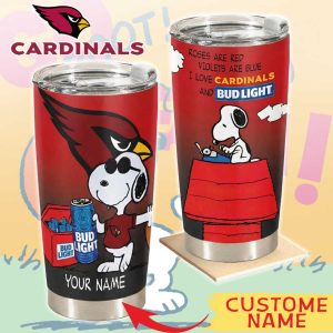 Custom Arizona Cardinals Snoopy Bud Light Beer Tumbler