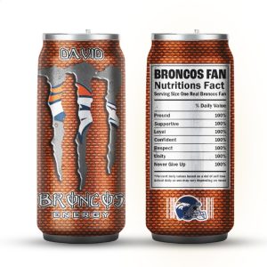 Custom Denver Broncos Fan Nutrition Facts Energy Drink Can Tumbler Custom Denver Broncos Fan Nutrition Facts Energy Drink Can Tumbler