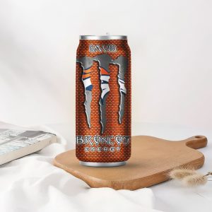Custom Denver Broncos Fan Nutrition Facts Energy Drink Can Tumbler