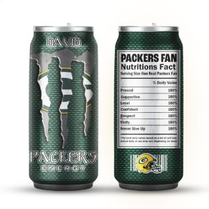 Custom Green Bay Packers Fan Nutrition Facts Energy Drink Can Tumbler Bottle Custom Green Bay Packers Fan Nutrition Facts Energy Drink Can Tumbler Bottle