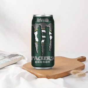 Custom Green Bay Packers Fan Nutrition Facts Energy Drink Can Tumbler Bottle