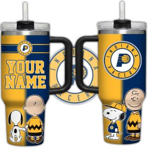 Custom Indiana Pacers Peanuts Snoopy and Charlie Brown Team Spirit Tumbler