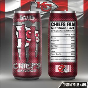 Custom Kansas City Chiefs Fan Nutrition Facts Energy Drink Tumbler
