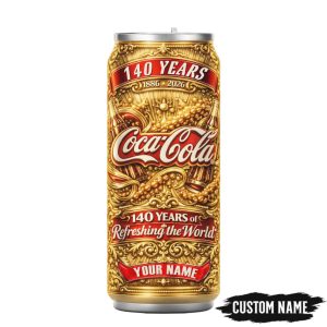 Custom Name 140 Years of Coca Cola Golden Anniversary Can Tumbler