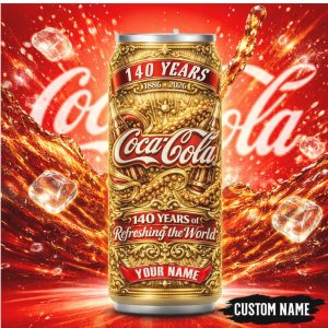 Custom Name 140 Years of Coca Cola Golden Anniversary Can Tumbler