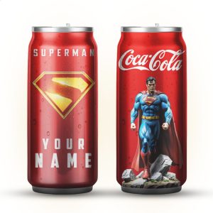 Custom Name Superman Man of Steel Coca Cola Skinny Can Tumbler Custom Name Superman Man of Steel Coca Cola Skinny Can Tumbler