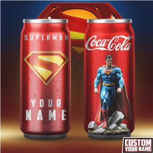 Custom Name Superman Man of Steel Coca Cola Skinny Can Tumbler