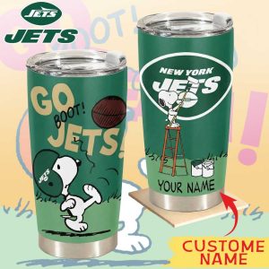 Custom New York Jets Snoopy Go Boot Football Tumbler
