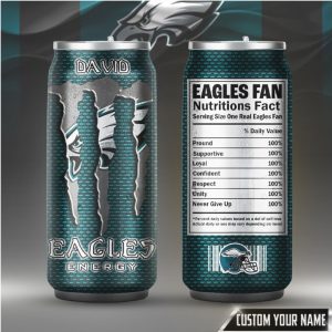 Custom Philadelphia Eagles Fan Nutrition Facts Energy Drink Can Tumbler
