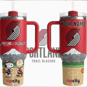 Custom Portland Trail Blazers x Peanuts Snoopy and Charlie Brown 40oz Tumbler