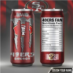 Custom San Francisco 49ers Nutrition Facts Energy Can Tumbler Tumbler