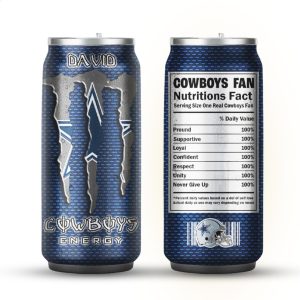 Dallas Cowboys Custom Energy Drink Style Personalized Name Soda Can Tumbler Dallas Cowboys Custom Energy Drink Style Personalized Name Soda Can Tumbler