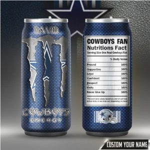 Dallas Cowboys Custom Energy Drink Style Personalized Name Soda Can Tumbler