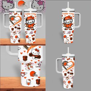 Hello Kitty x Cleveland Browns Football Fan 40oz Quencher Style Tumbler with Handle