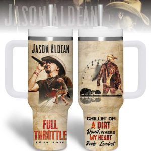 Jason Aldean Full Throttle Tour 2026 “Chillin’ on a Dirt Road” Handle Tumbler