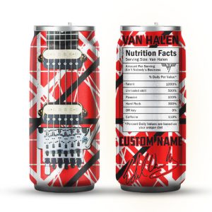 Personalize Eddie Van Halen Frankenstein Guitar Nutrition Facts Wrap Can Tumbler