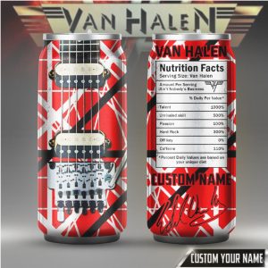 Personalize Eddie Van Halen Frankenstein Guitar Nutrition Facts Wrap Can Tumbler