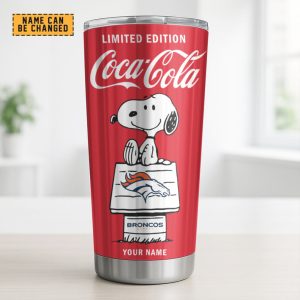 Personalized Denver Broncos Snoopy Coca Cola Limited Edition Vacuum Insulated Tumbler