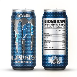 Personalized Detroit Lions Fan Nutrition Facts Sports Energy Can Tumbler Personalized Detroit Lions Fan Nutrition Facts Sports Energy Can Tumbler
