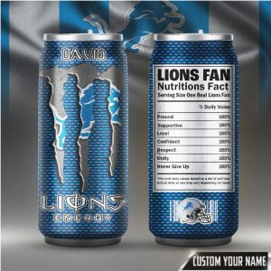 Personalized Detroit Lions Fan Nutrition Facts Sports Energy Can Tumbler
