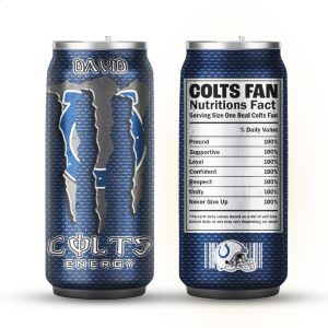 Personalized Indianapolis Colts Fan Nutrition Facts Energy Drink Bottle Personalized Indianapolis Colts Fan Nutrition Facts Energy Drink Bottle