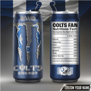 Personalized Indianapolis Colts Fan Nutrition Facts Energy Drink Bottle
