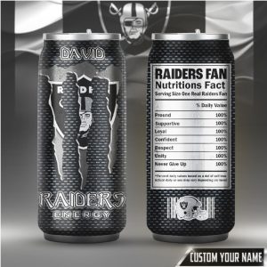 Personalized Las Vegas Raiders Fan Nutrition Facts Energy Drink Can Tumbler