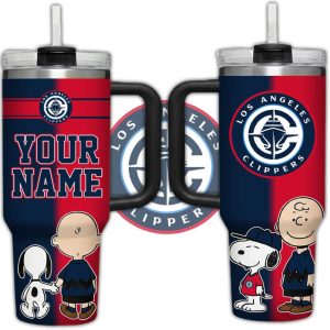 Personalized Los Angeles Clippers Peanuts Snoopy Charlie Brown 40oz Tumbler