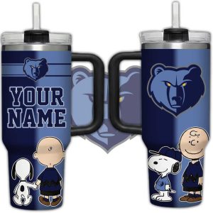 Personalized Memphis Grizzlies Peanuts Snoopy Charlie Brown 40oz Travel Tumbler