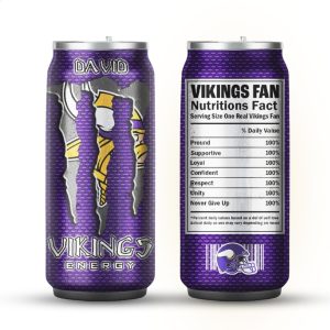 Personalized Minnesota Vikings Fan Nutrition Facts Energy Drink Bottle Can Tumbler Personalized Minnesota Vikings Fan Nutrition Facts Energy Drink Bottle Can Tumbler