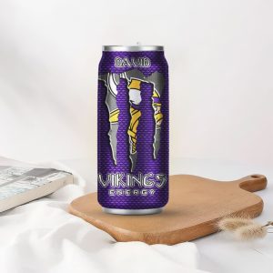 Personalized Minnesota Vikings Fan Nutrition Facts Energy Drink Bottle Can Tumbler