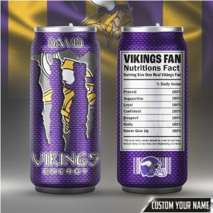 Personalized Minnesota Vikings Fan Nutrition Facts Energy Drink Bottle Can Tumbler