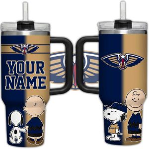 Personalized New Orleans Pelicans Snoopy and Charlie Brown 40oz Tumbler