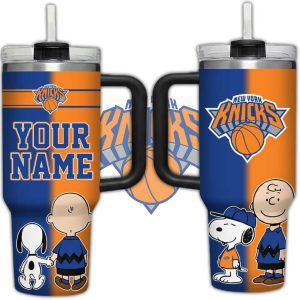 Personalized New York Knicks Snoopy and Charlie Brown 40oz Tumbler