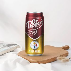 Personalized Pittsburgh Steelers Dr Pepper Style Custom Name Soda Can Tumbler