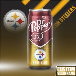 Personalized Pittsburgh Steelers Dr Pepper Style Custom Name Soda Can Tumbler