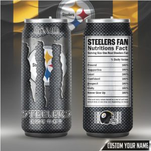 Personalized Pittsburgh Steelers Energy Drink Style Can Tumbler