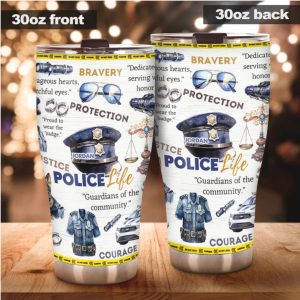 Personalized Police Life Guardians of the Community Bravery & Protection Tumbler
