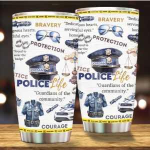Personalized Police Life Guardians of the Community Bravery & Protection Tumbler
