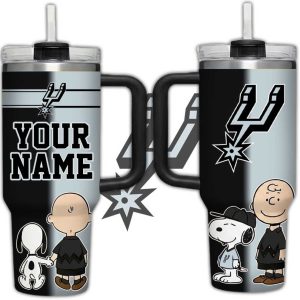 Personalized San Antonio Spurs Snoopy and Charlie Brown 40oz Tumbler