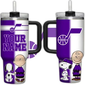Personalized Utah Jazz Snoopy and Charlie Brown 40oz Tumbler Personalized Utah Jazz Snoopy and Charlie Brown 40oz Tumbler
