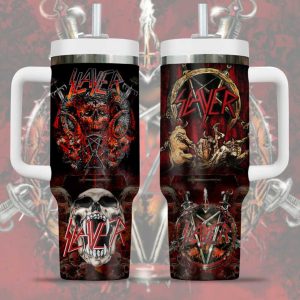 Slayer Metal Band Skull and Pentagram Graphic Insulated Tumbler