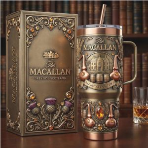 The Macallan Speyside Scotland A Legacy of Excellence Whiskey Theme Tumbler