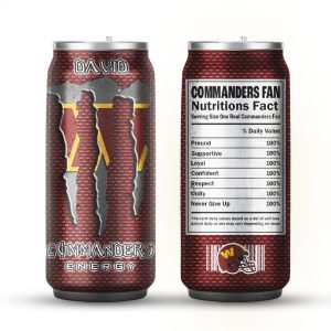 Washington Commanders Custom Energy Drink Style Personalized Name Can Tumbler Washington Commanders Custom Energy Drink Style Personalized Name Can Tumbler