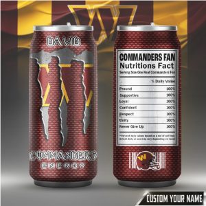 Washington Commanders Custom Energy Drink Style Personalized Name Can Tumbler