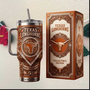 Texas Longhorns Collector's Edition Tooled Leather Style 40oz Tumbler