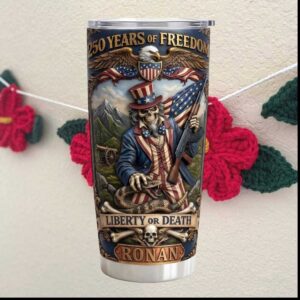250 Years Of Freedom Liberty Or Death Patriotic American Eagle Skull Tumbler