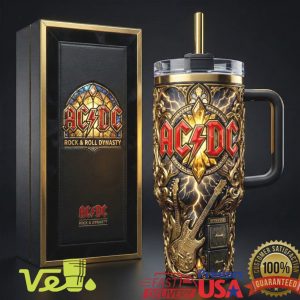 ACDC Rock Roll Dynasty Electric Guitar Embossed Tumbler